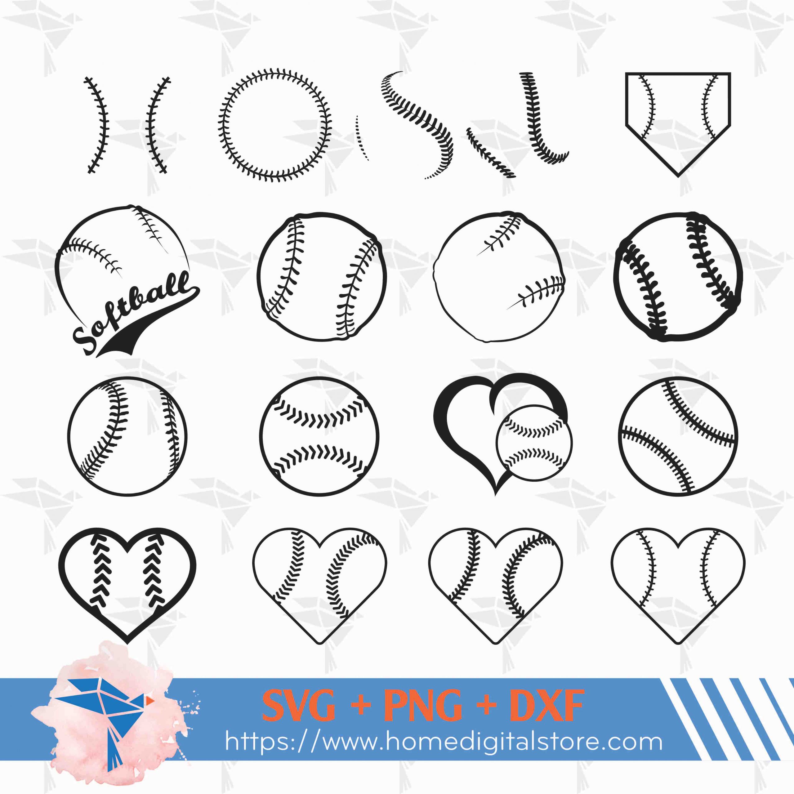 Softball Silhouette SVG, PNG, DXF