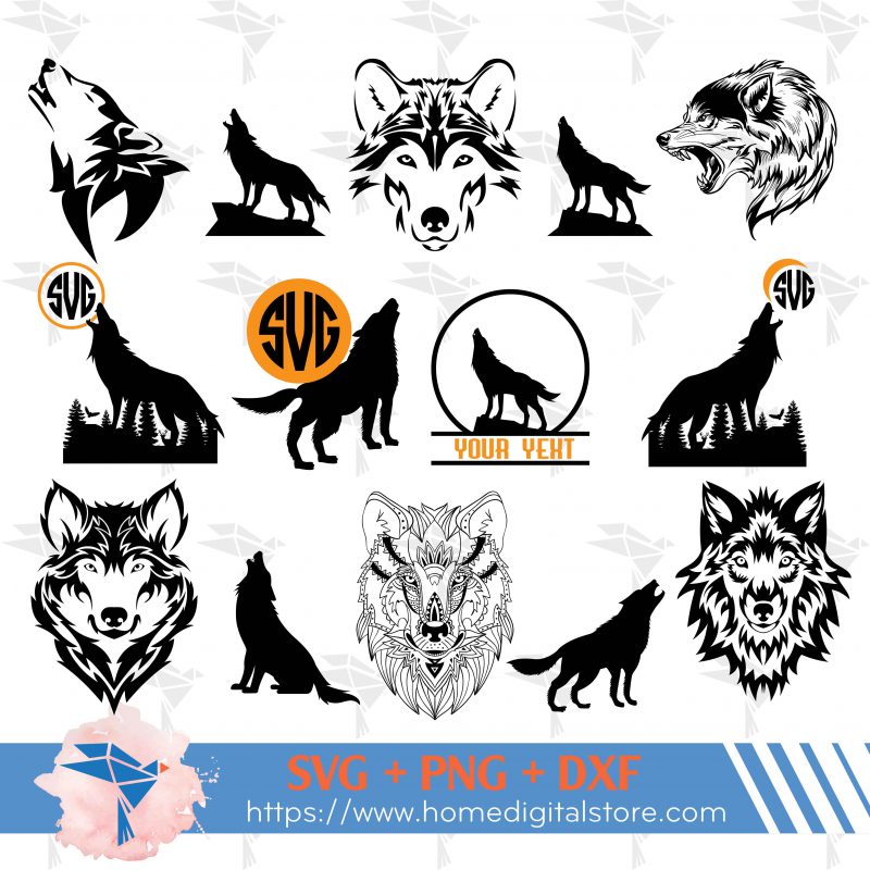 Wolf SVG, PNG, DXF