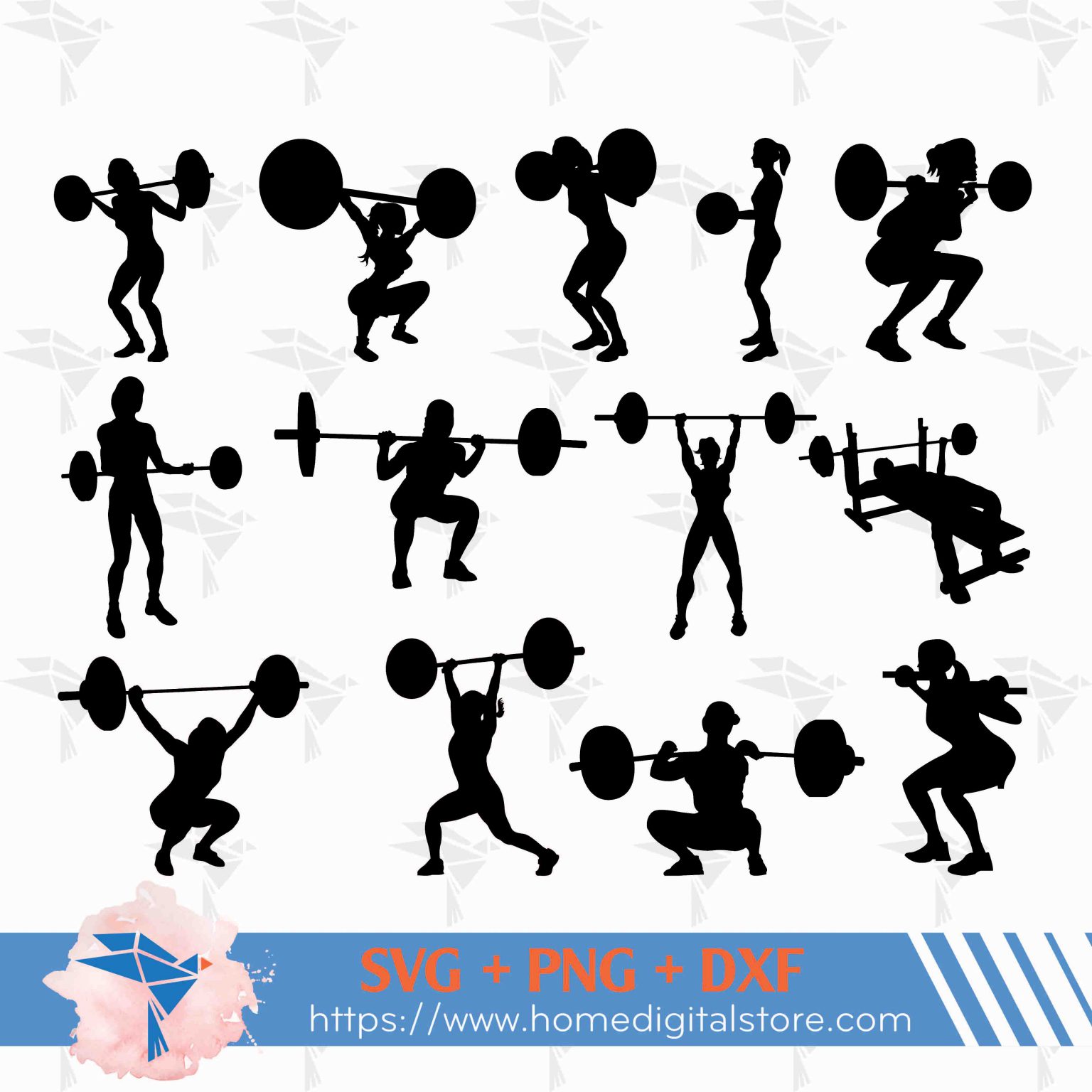 Woman Weightlifting Silhouette Svg Png Dxf 1759