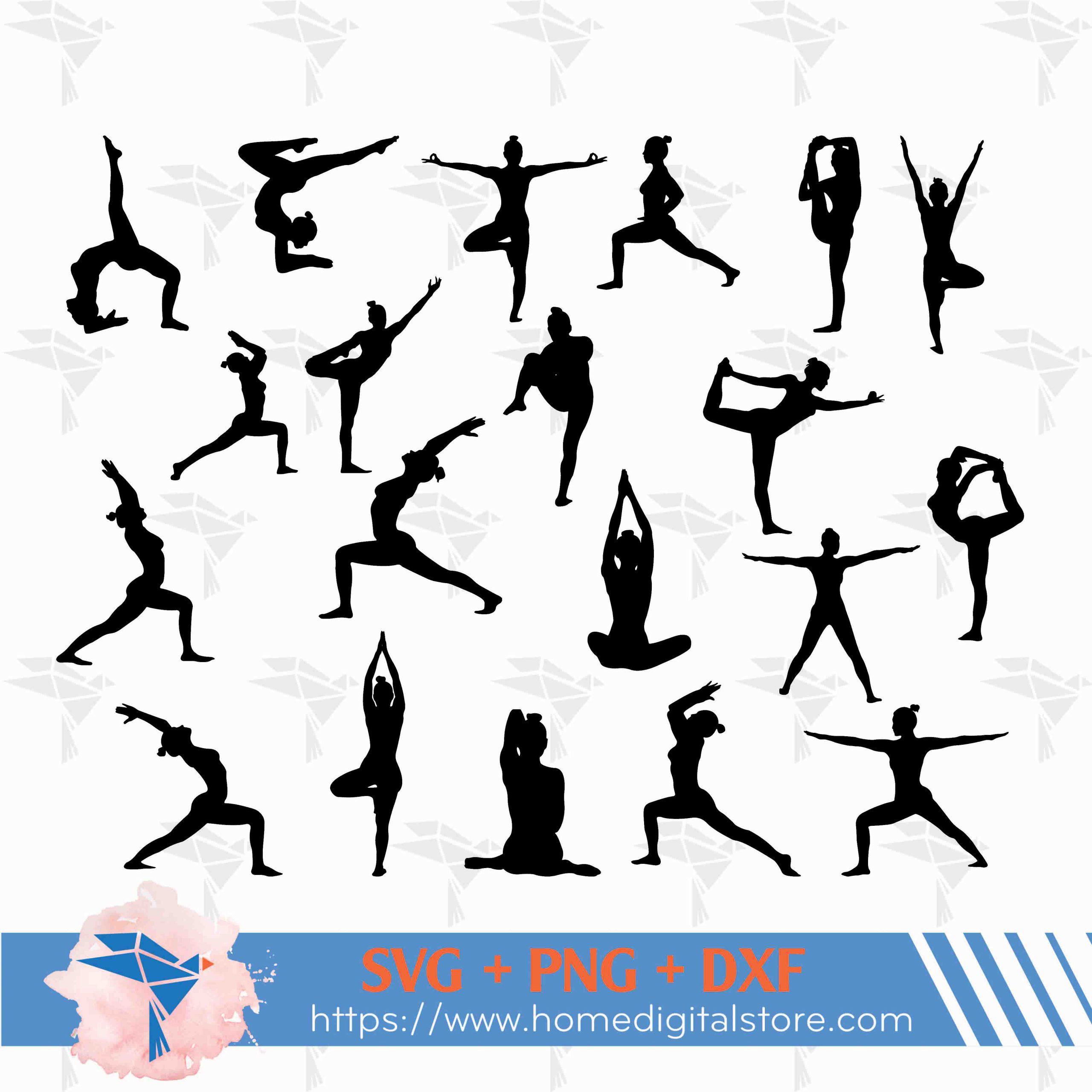 Yoga Silhouettes Collection Svg, Yoga Silhouette Png, Yoga Cut File Png,  Collection of Different Positions Yoga, Instant Download Files - Etsy