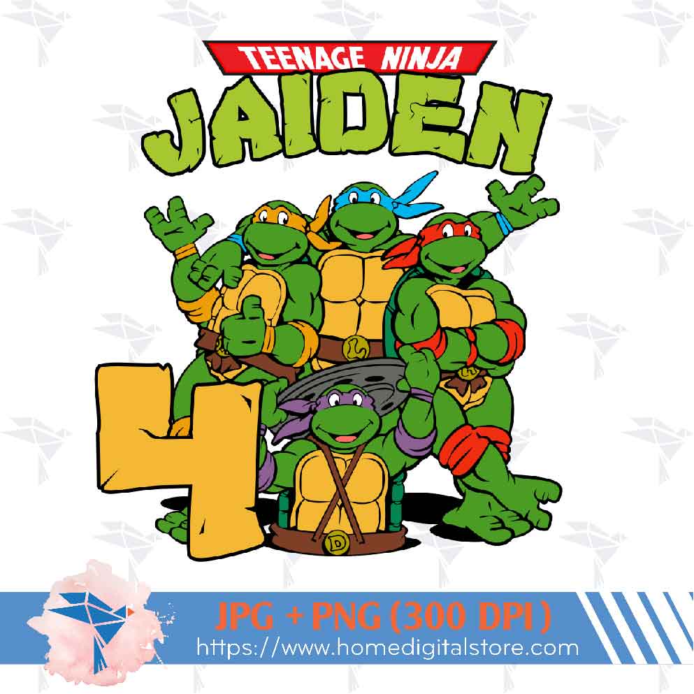 Birthday Boy Ninja Turtle PNG, JPG. Instant download files for Design,  Photography, Printing, or more