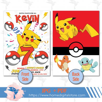 Pokemon Birthday Invitation JPG, PDF