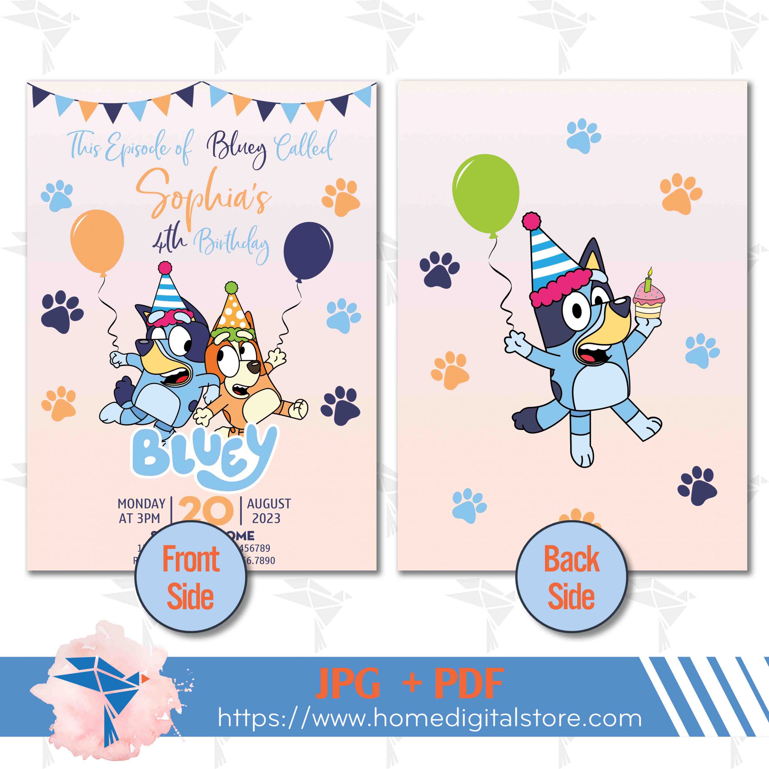 Bluey Birthday Party Backdrop Banner - Digital Printable File