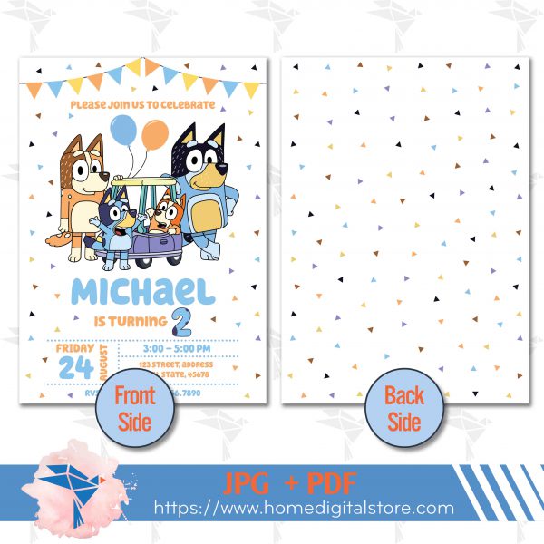 Bluey Birthday Card JPG, PDF