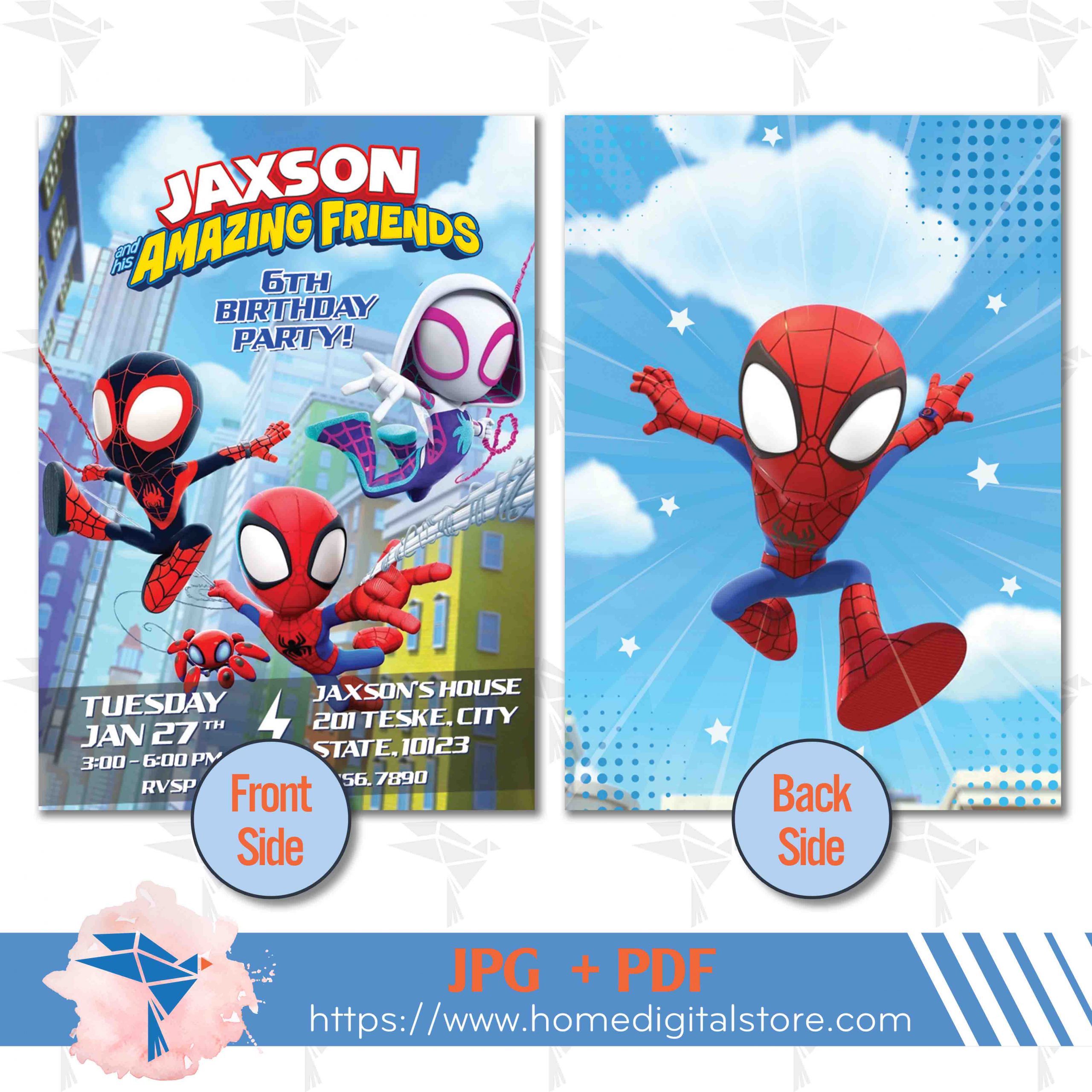 Spiderman Spidey and His Amazing Friends Birthday Invitation Digital  Download 