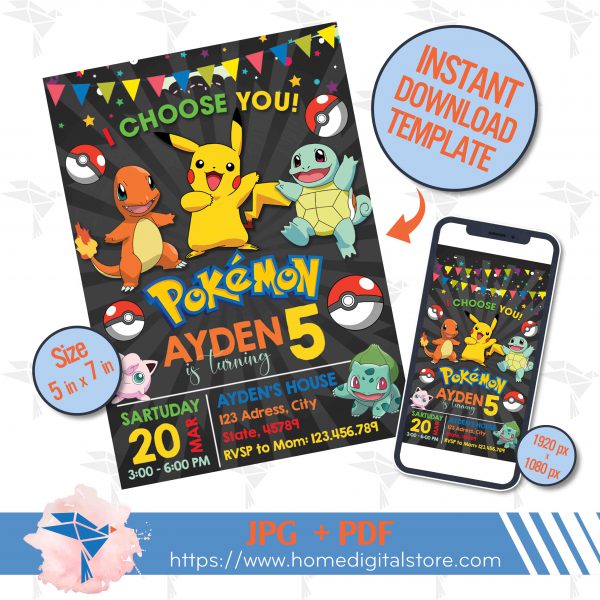 Pokemon Birthday Invitation
