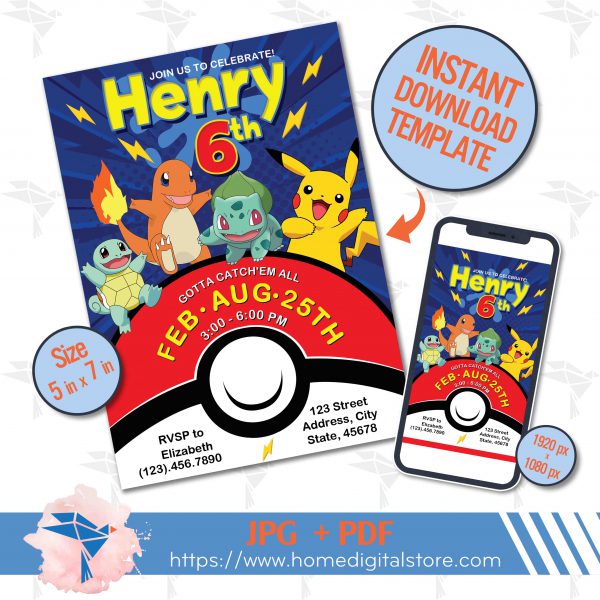 Pokemon Birthday Invitation