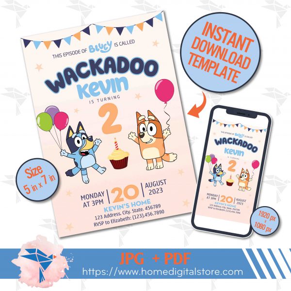 Bluey Birthday Invitation