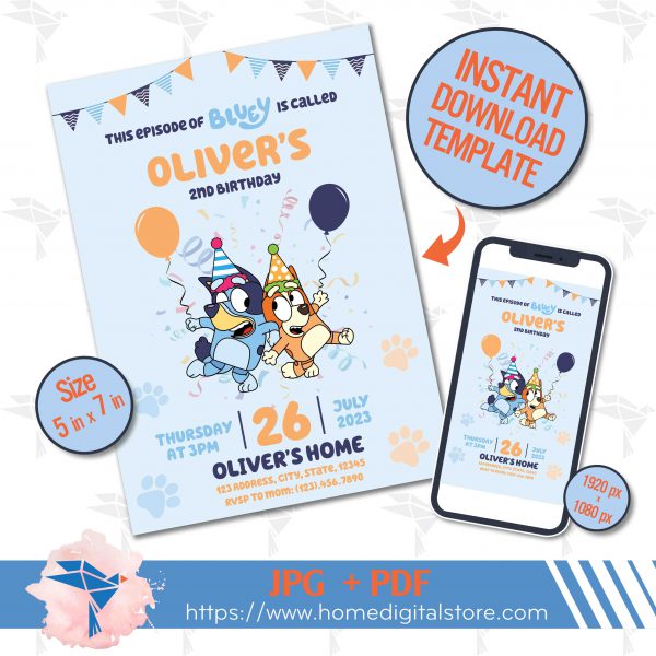 Bluey Birthday Invitation