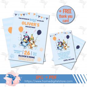 Bluey Birthday Invitation JPG, PDF