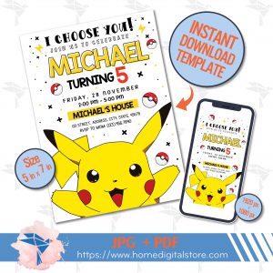 Pikachu Birthday Invitation