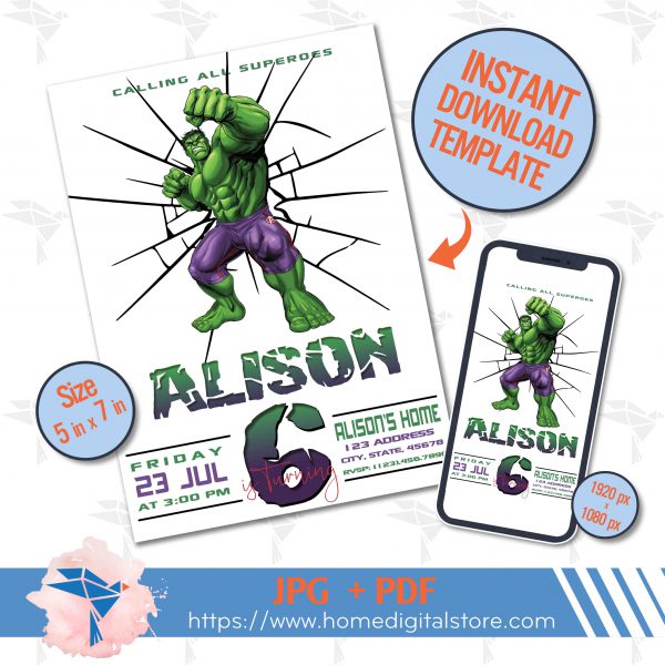 Hulk Birthday Invitation