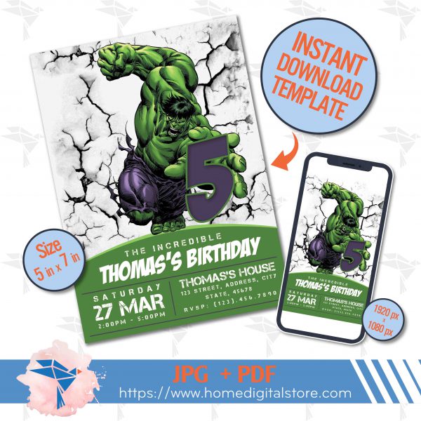 Hulk Birthday Invitation