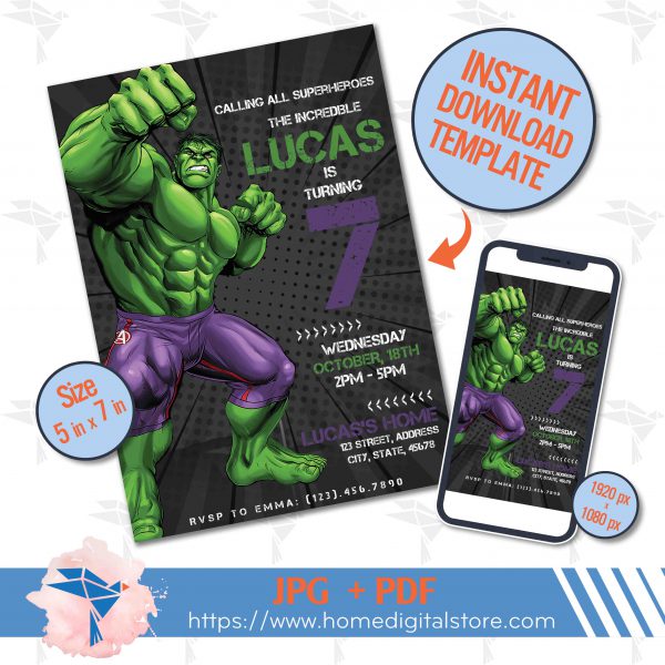 Hulk Birthday Invitation