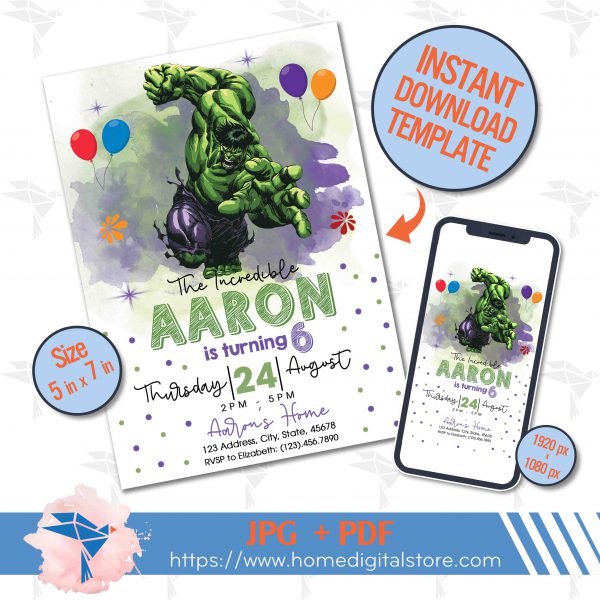 Birthday Invitation Hulk