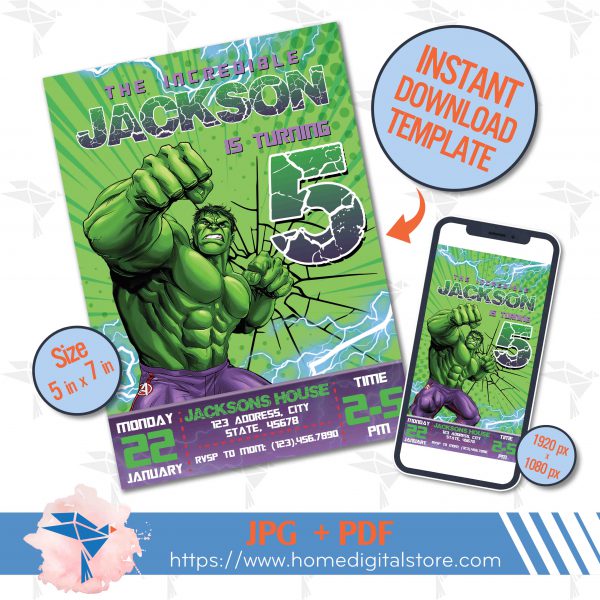 Birthday Invitation Hulk