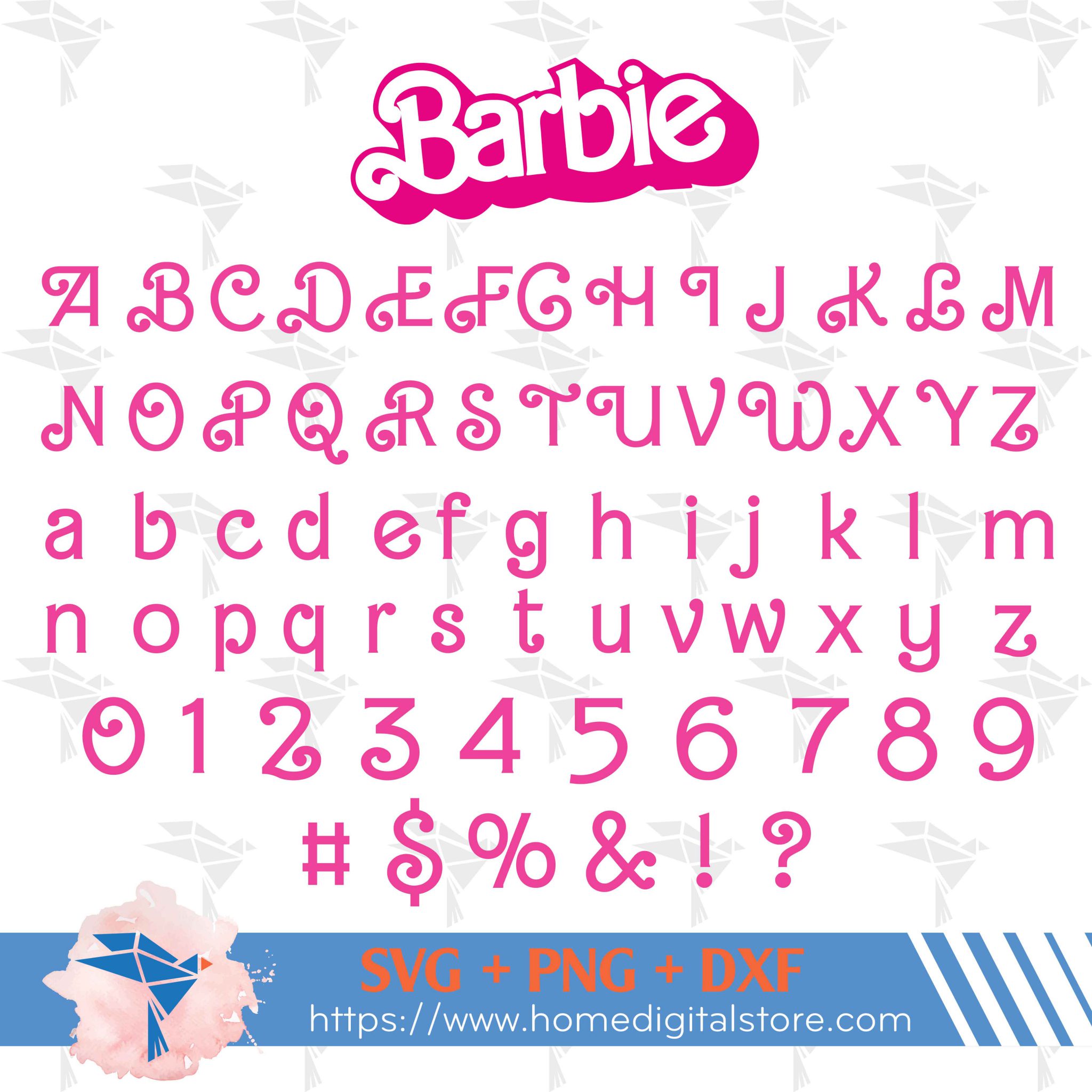 Barbie Font SVG, PNG, DXF