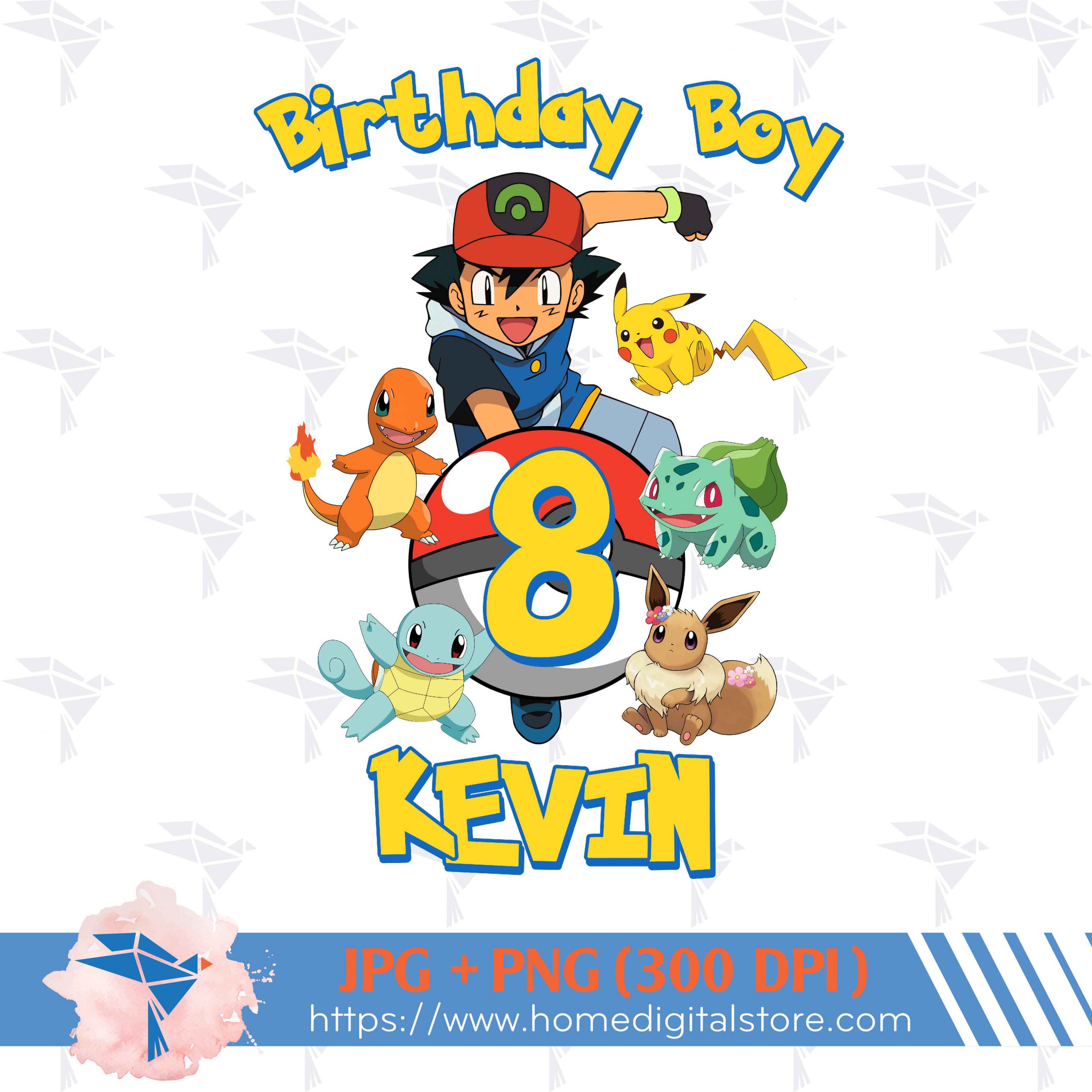 Pokemon Cake Topper Birthday PNG, JPG