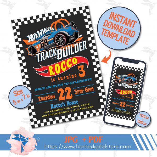 Hot Cars Birthday Invitation