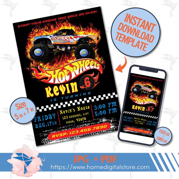 Hot Cars Birthday Invitation