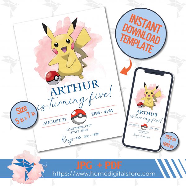 Pikachu Birthday Invitation