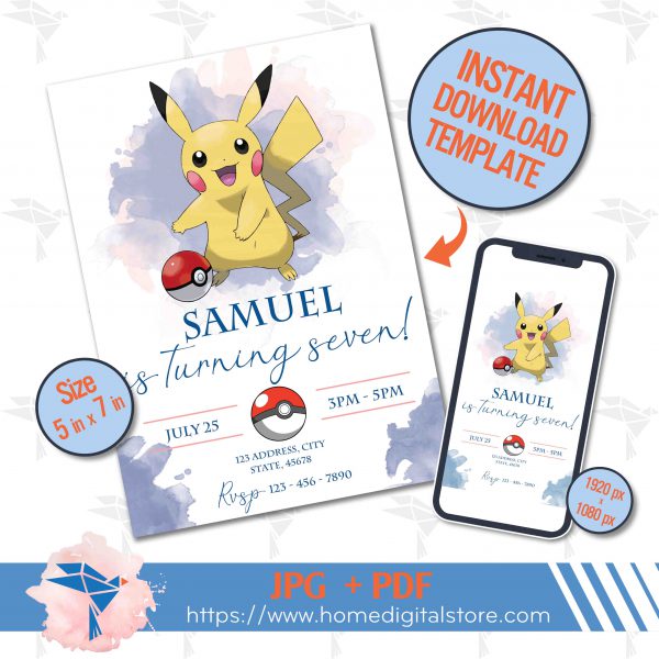 Pikachu Birthday Invitation