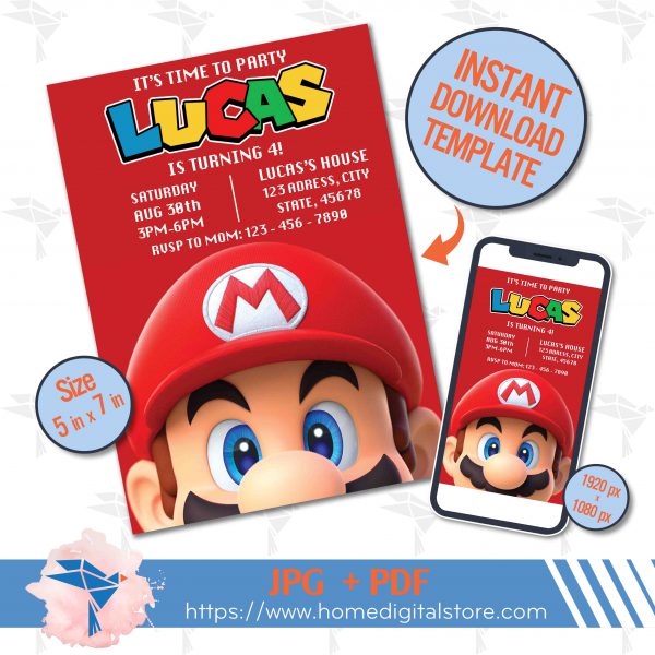Super Mario Birthday Invitation