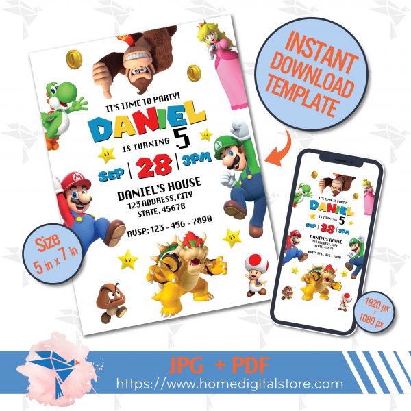 Super Mario Birthday Invitation