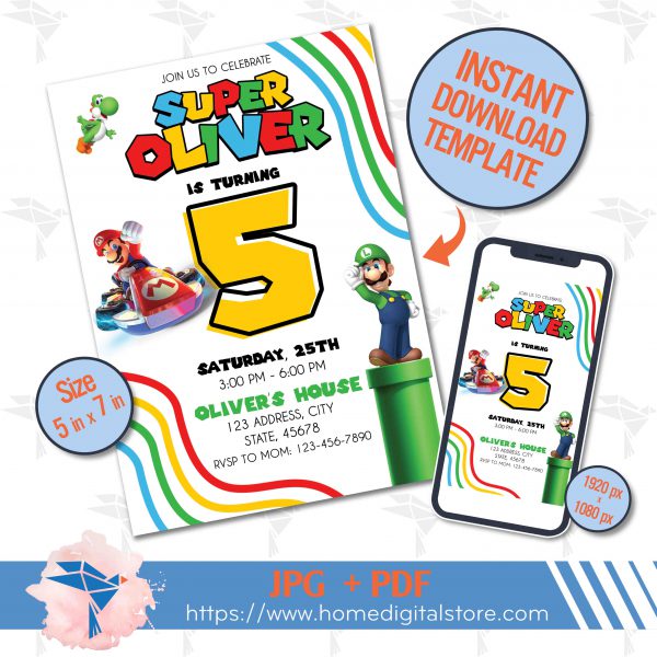 Super Mario Birthday Invitation