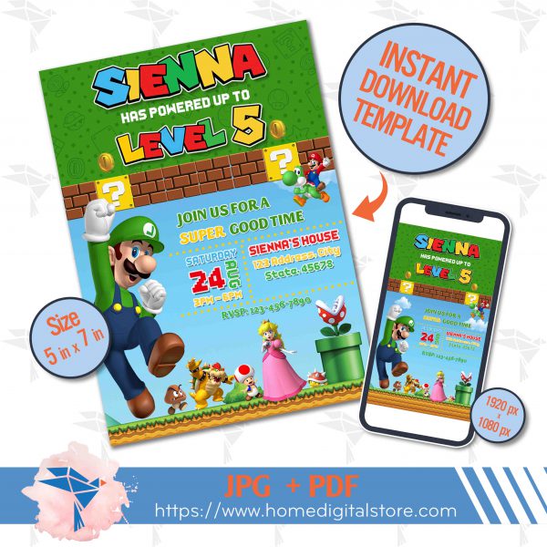 Super Mario Birthday Invitation
