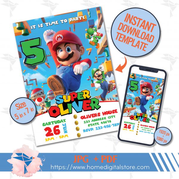 Super Mario Birthday Invitation