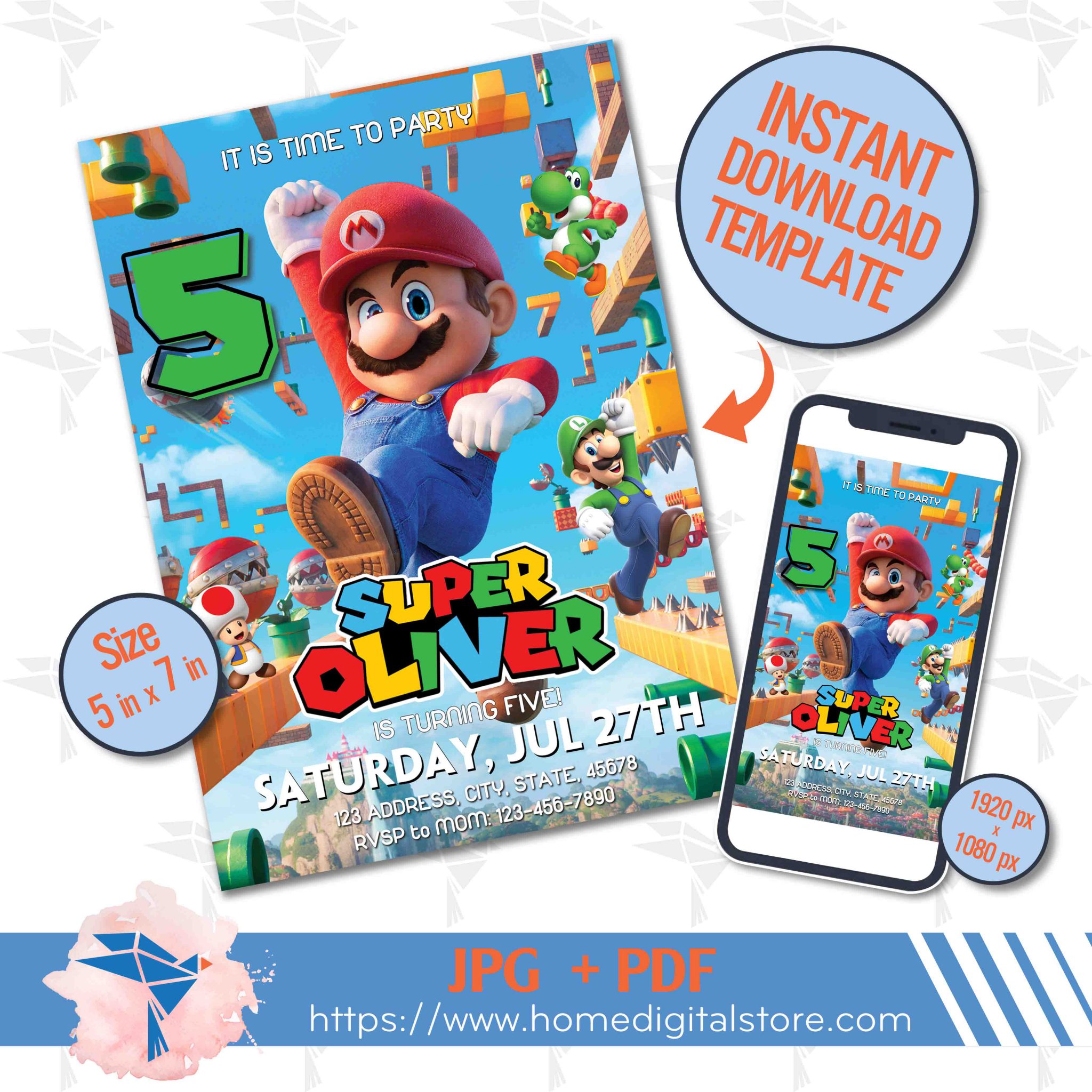 Super Mario Birthday Invitation 8871