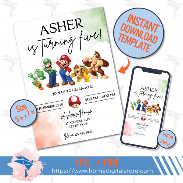 Super Mario Birthday Invitation