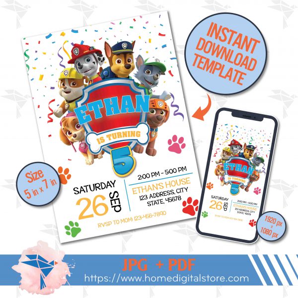 Paw Patrol Birthday Invitation