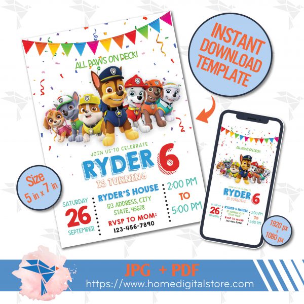 Paw Patrol Birthday Invitation