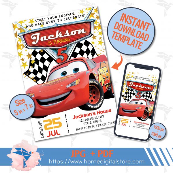 Disney Car Birthday Invitation