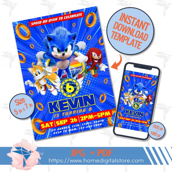 Sonic Birthday Invitation