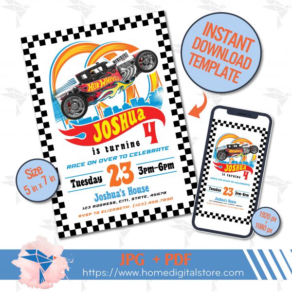 Hot Wheels Birthday Invitation