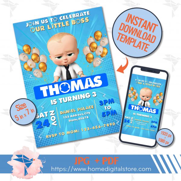 Baby Boss Birthday Invitation