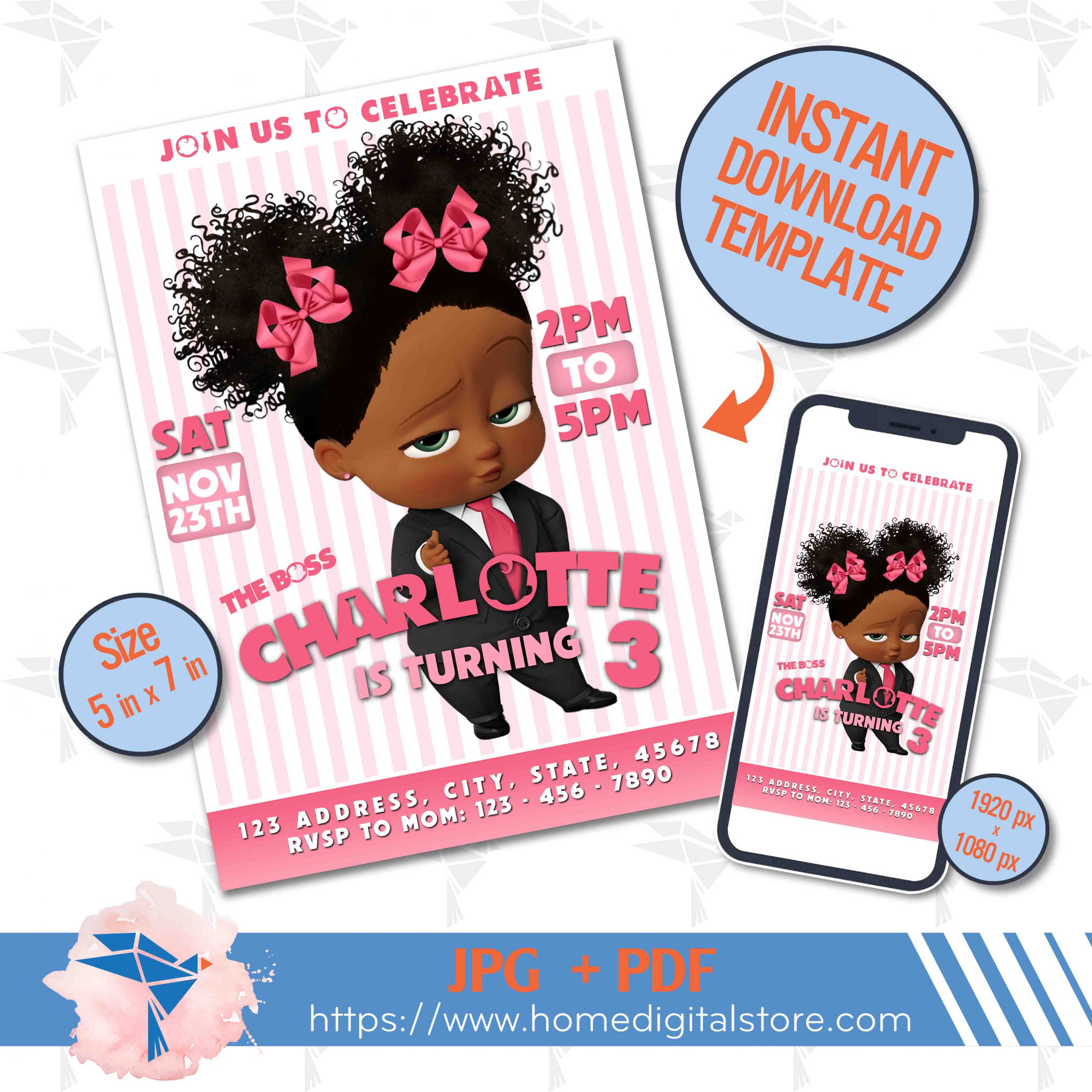 Boss Baby Girl Birthday Invitation < Birthday Invitation Templates