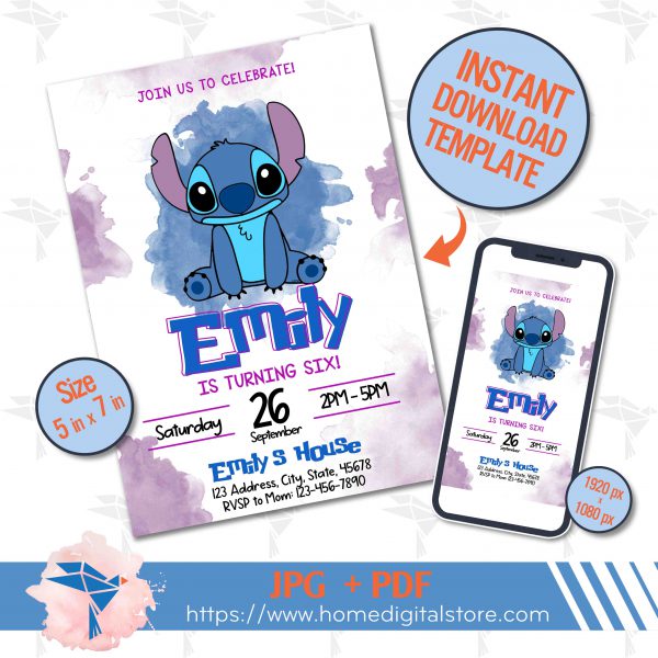 Stitch Birthday Invitation