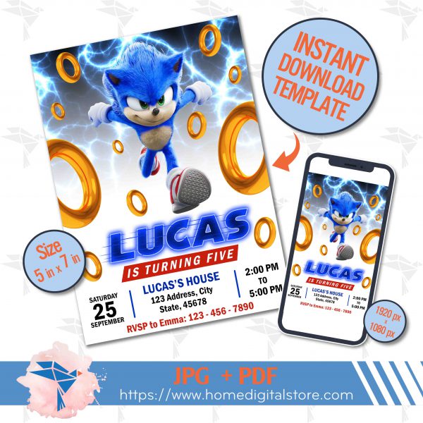 Sonic Birthday Invitation
