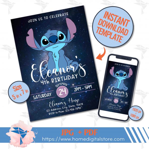 Stitch Birthday Invitation