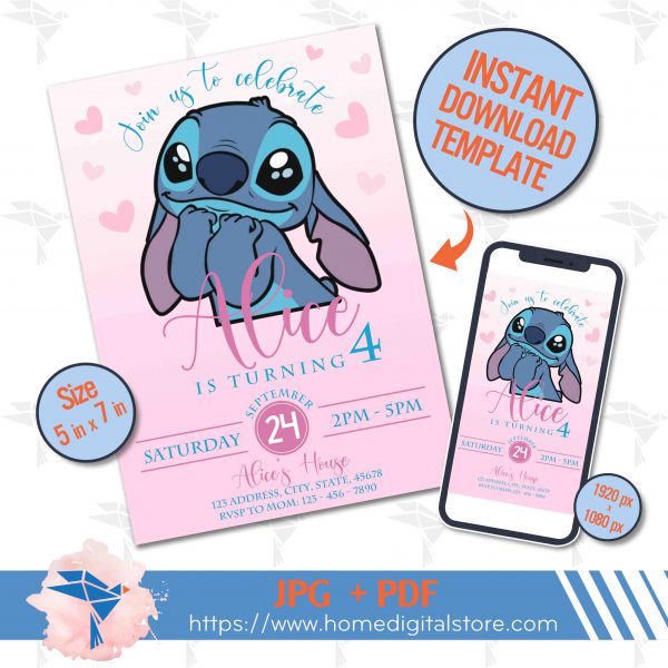 Stitch Birthday Invitation