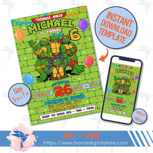 Ninja Turtle Birthday Invitation