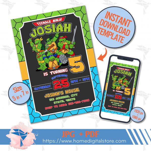 Ninja Turtle Birthday Invitation