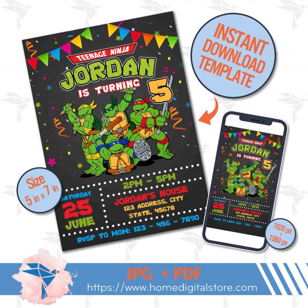 Ninja Turtle Birthday Invitation