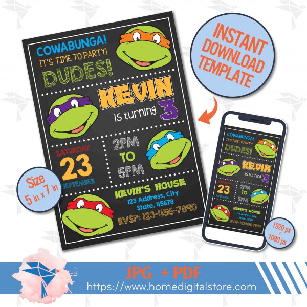 Ninja Turtle Birthday Invitation