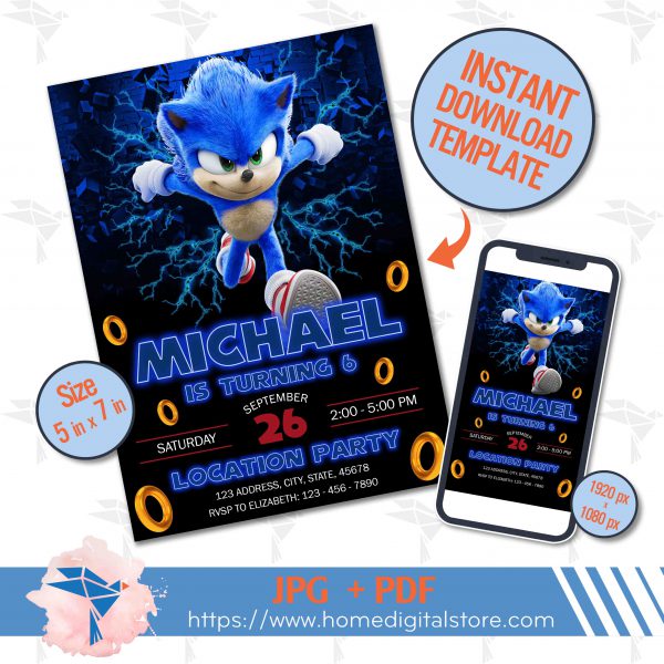 Sonic Birthday Invitation