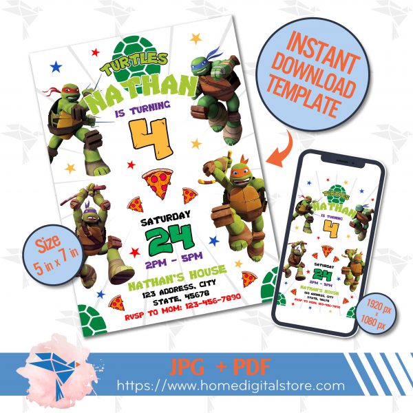 Birthday Invitation Ninja Turtle